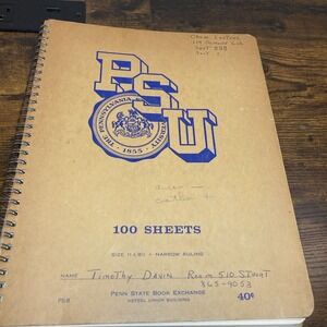 PSU Penn State Vintage College Notebook Clean Pages Nittany Lions Ephemera Ruled
